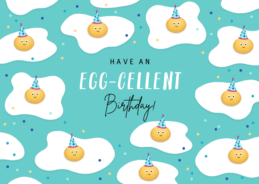 Verjaardagskaarten - Verjaardagskaart grappig ei feest confetti eggcellent