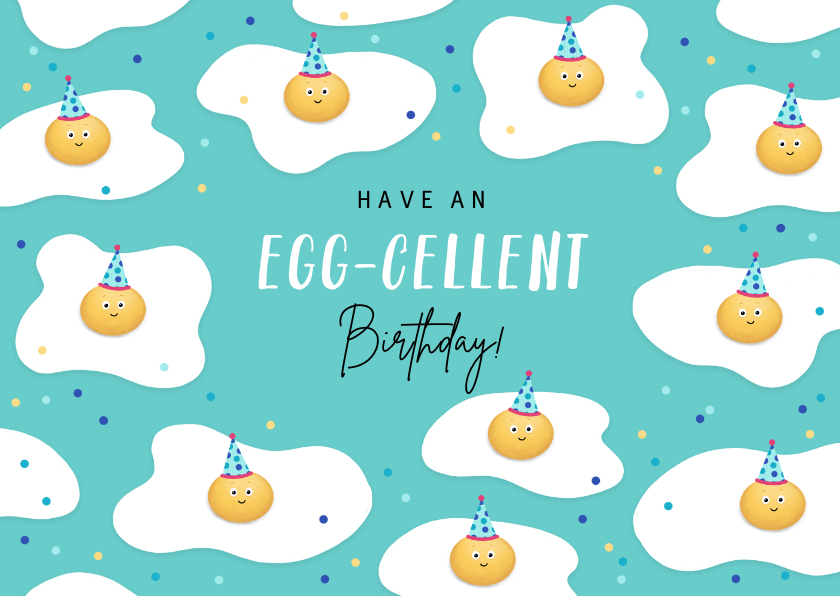 Verjaardagskaart grappig ei feest confetti eggcellent - Verjaardagskaarten Verjaardagskaarten - Verjaardagskaart grappig ei feest confetti eggcellent