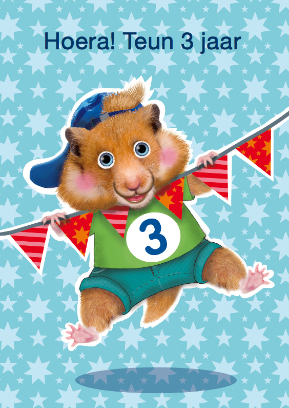 verjaardagskaart hamster jongen 3 jaar - Verjaardagskaarten Verjaardagskaarten - verjaardagskaart hamster jongen 3 jaar