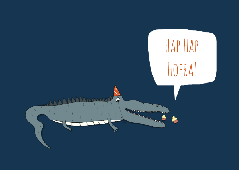 Verjaardagskaart hap hap Hoeraaaaaa! - Verjaardagskaarten Verjaardagskaarten - Verjaardagskaart hap hap Hoeraaaaaa!