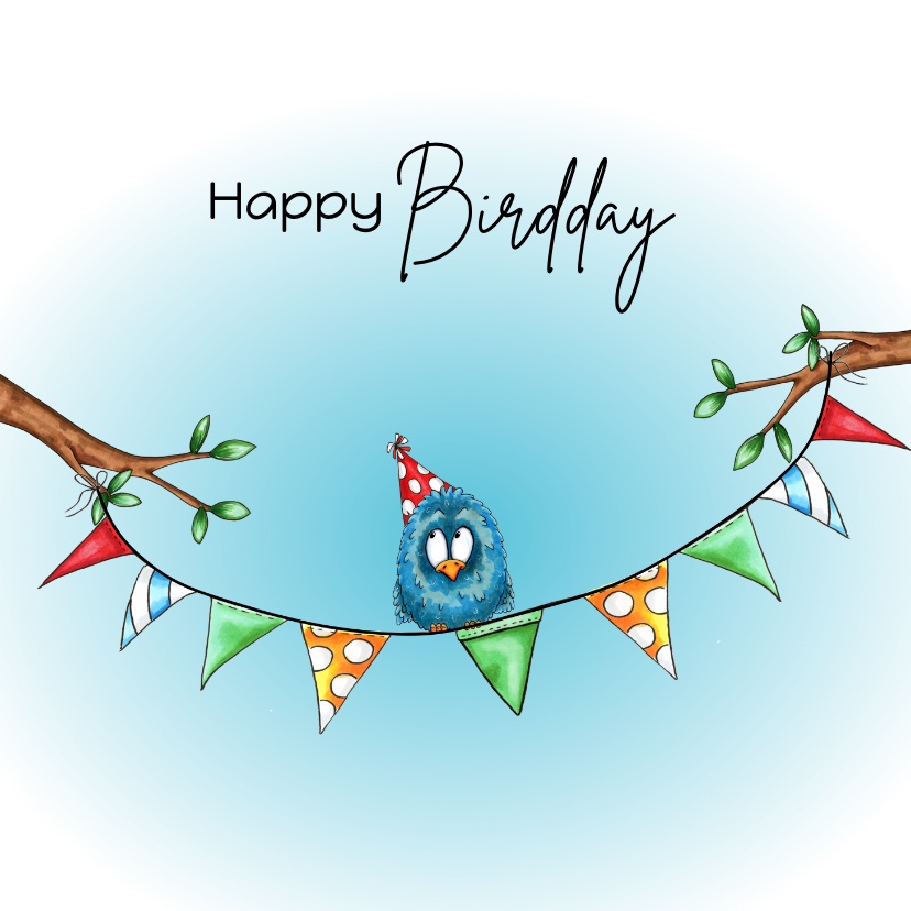 Verjaardagskaarten - Verjaardagskaart happy 'birdday'