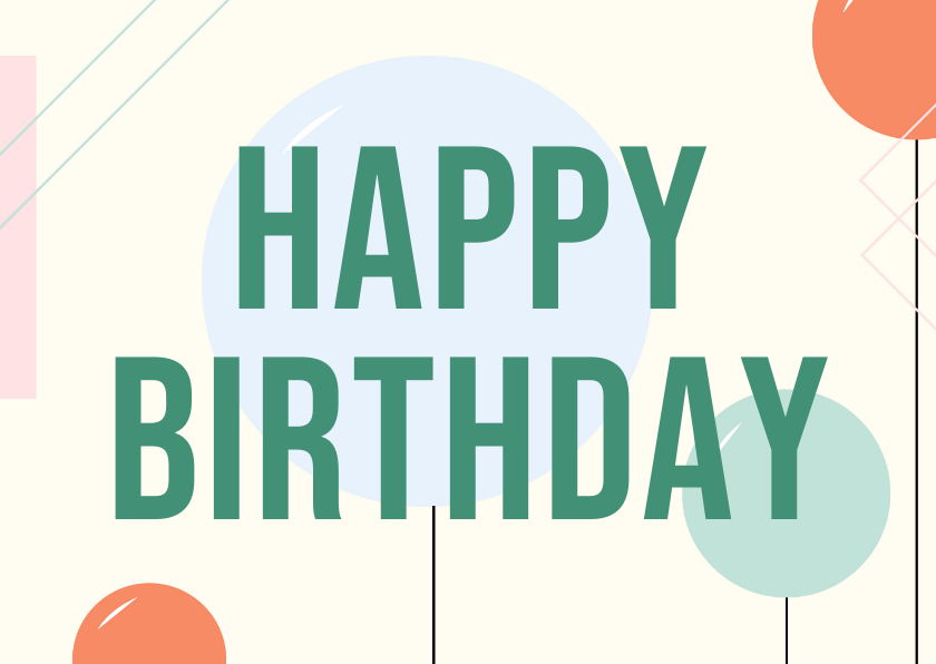Verjaardagskaart happy birthday ballon geometrie groen - Verjaardagskaarten Verjaardagskaarten - Verjaardagskaart happy birthday ballon geometrie groen