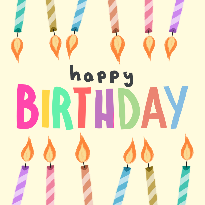 Verjaardagskaarten - Verjaardagskaart happy birthday kaarsjes