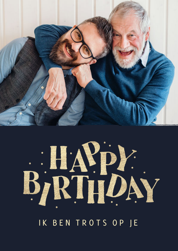 Verjaardagskaarten - Verjaardagskaart happy birthday man confetti typografisch