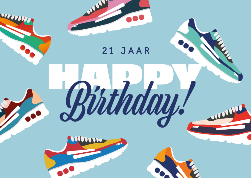 eindeloos aanvaardbaar ten tweede Verjaardagskaart Happy Birthday sneakers sport | Kaartje2go