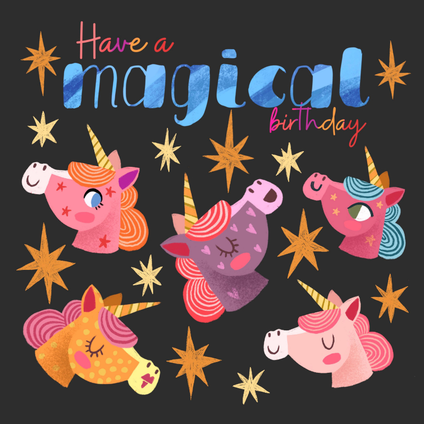 Verjaardagskaarten - Verjaardagskaart have a magical birthday unicorns 