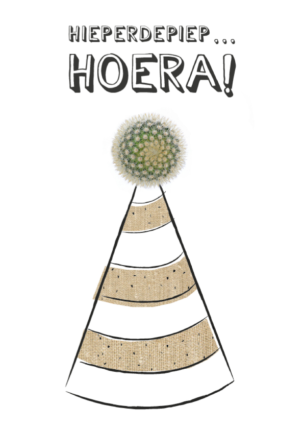 Verjaardagskaart hieperdepiep... hoera! met feestmuts - Verjaardagskaarten Verjaardagskaarten - Verjaardagskaart hieperdepiep... hoera! met feestmuts