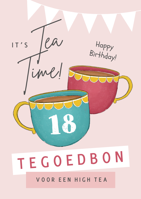 Disciplinair Woordenlijst zwart Verjaardagskaart high tea thee tegoedbon | Kaartje2go