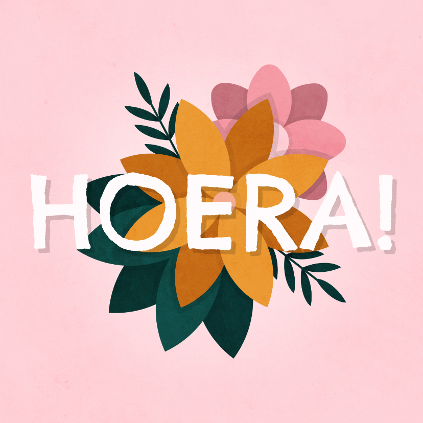 Verjaardagskaart hoera met bloemen - Verjaardagskaarten Verjaardagskaarten - Verjaardagskaart hoera met bloemen