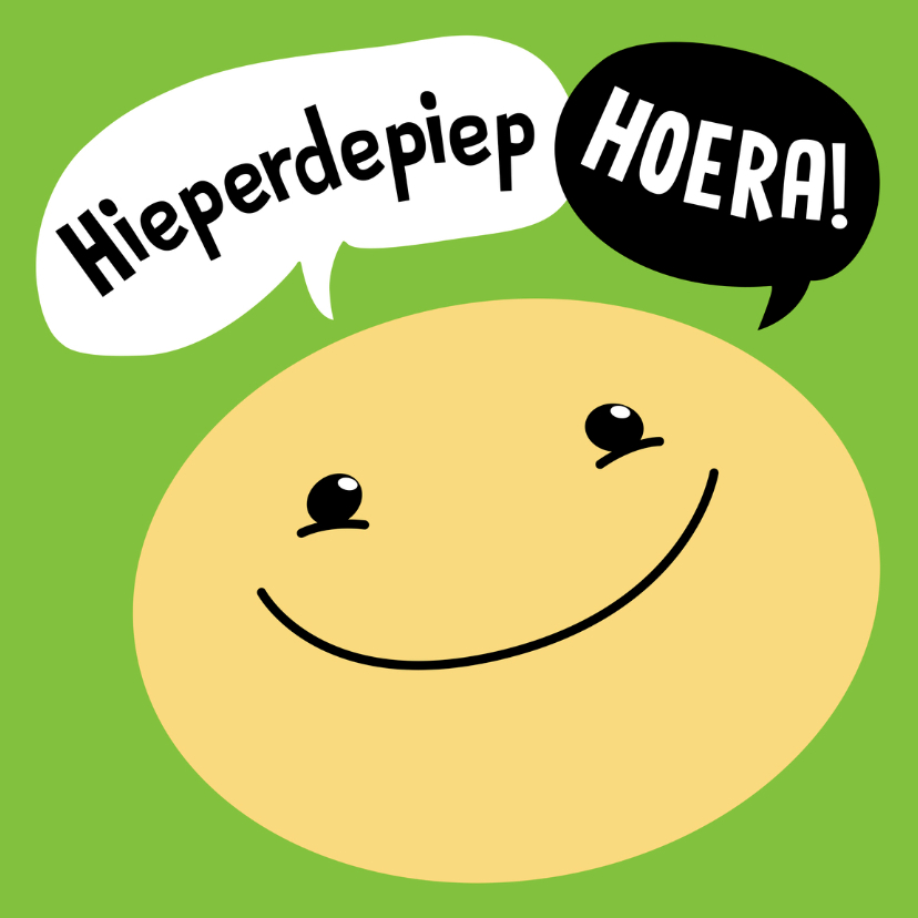 Verjaardagskaart hoera smiley - Verjaardagskaarten Verjaardagskaarten - Verjaardagskaart hoera smiley