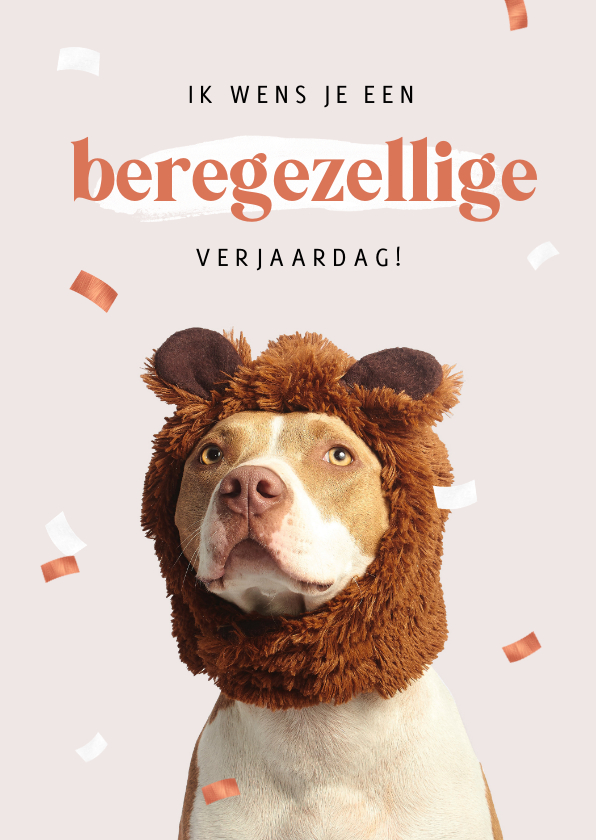 Verjaardagskaarten - Verjaardagskaart hond beer confetti humor