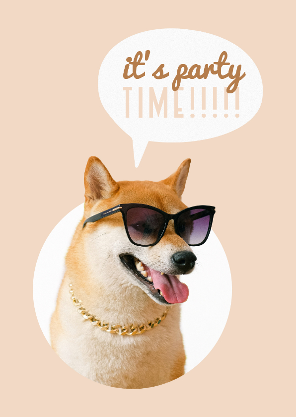 Verjaardagskaarten - Verjaardagskaart hond met zonnebril party time
