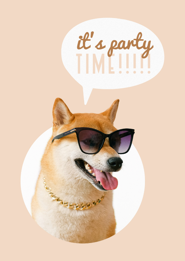 Verjaardagskaarten - Verjaardagskaart hond met zonnebril party time