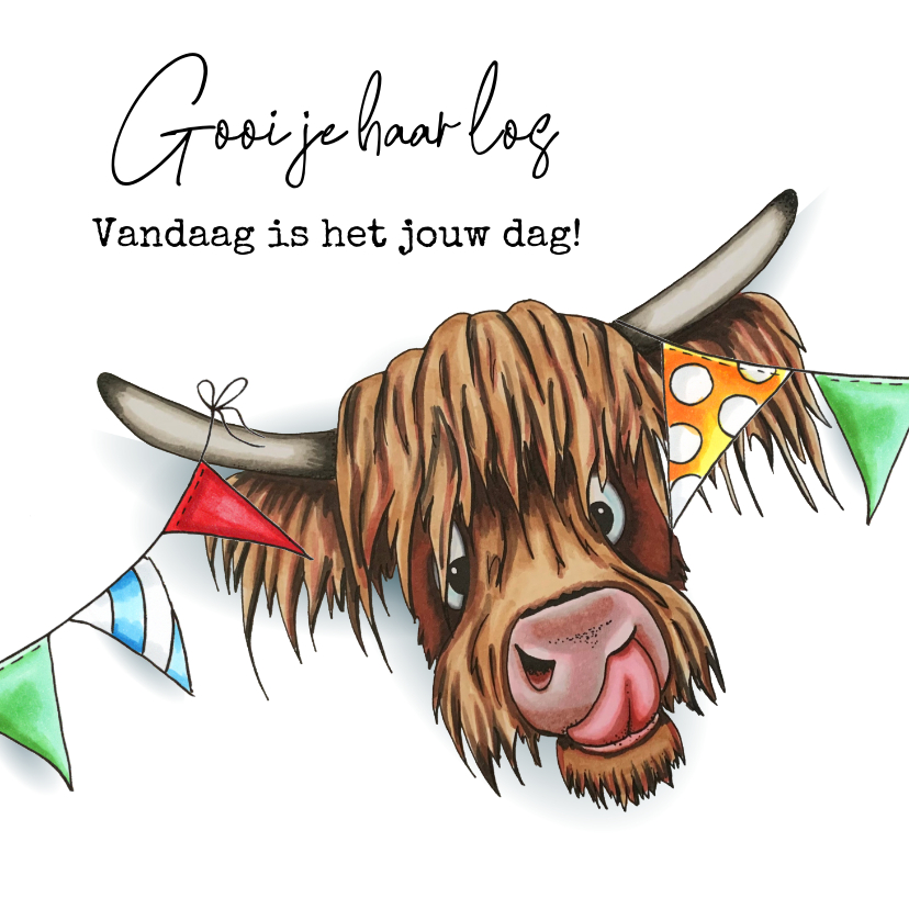 Verjaardagskaart Hooglander - Verjaardagskaarten Verjaardagskaarten - Verjaardagskaart Hooglander