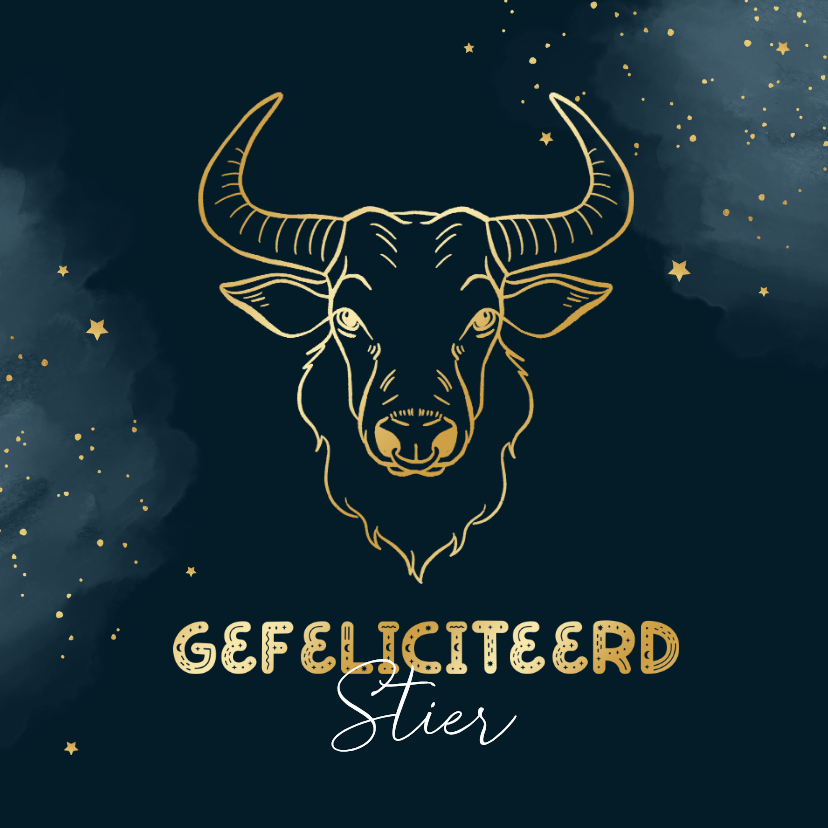 Verjaardagskaarten - Verjaardagskaart horoscoop stier gefeliciteerd goud