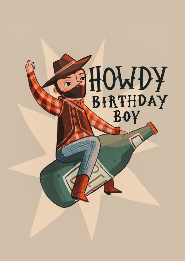 Verjaardagskaarten - Verjaardagskaart howdy birthday boy