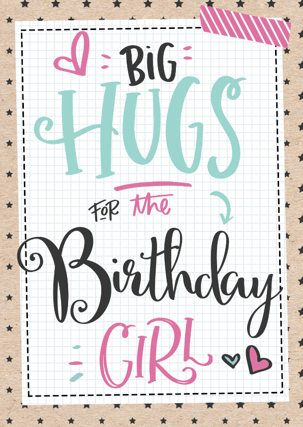 Verjaardagskaarten - Verjaardagskaart Hugs