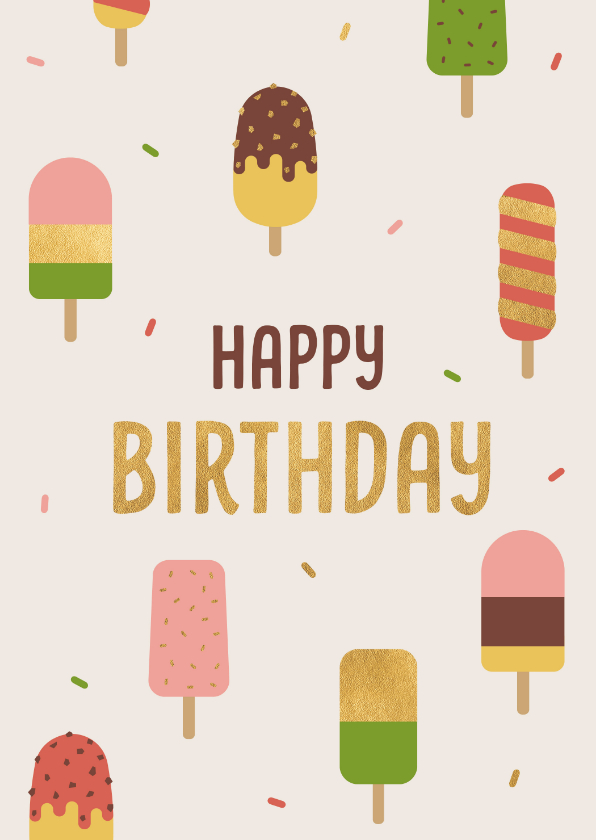 Verjaardagskaarten - Verjaardagskaart ijsjes en sprinkels
