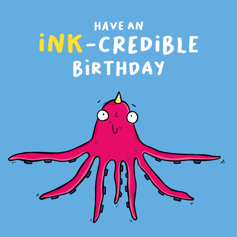 Verjaardagskaarten - Verjaardagskaart inktvis INK-Credible...