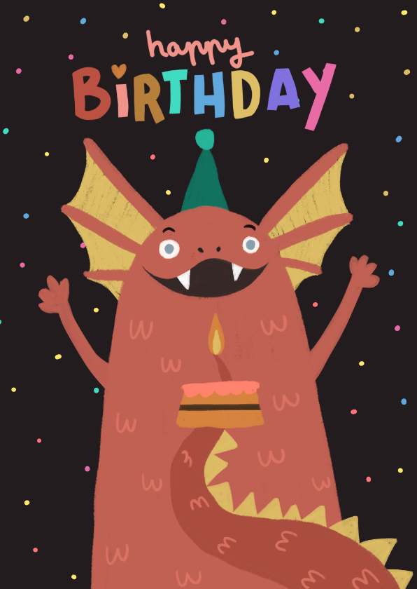 Verjaardagskaarten - Verjaardagskaart jarige draak