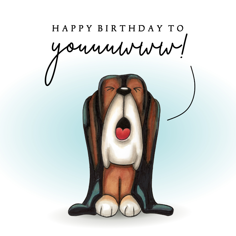 Verjaardagskaarten - Verjaardagskaart joelende hond