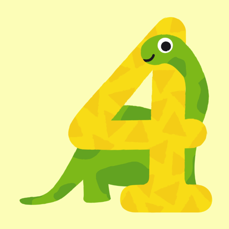 Verjaardagskaart 4 jaar dinosaurus |