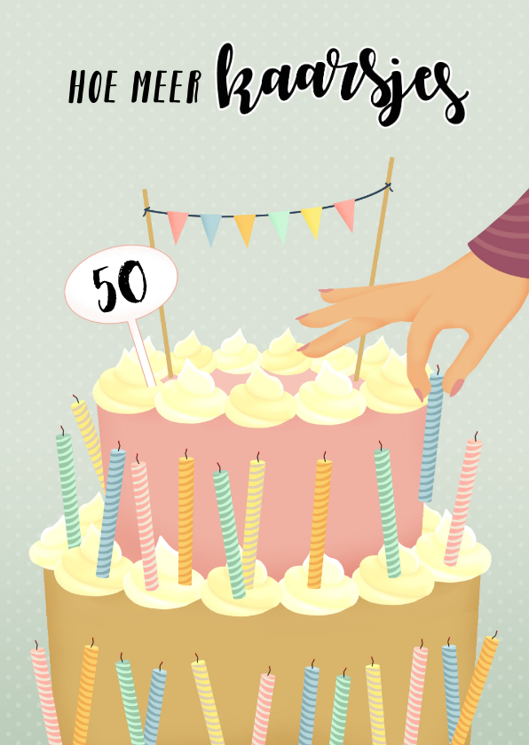 Verjaardagskaarten - Verjaardagskaart kaarsjes op grote taart