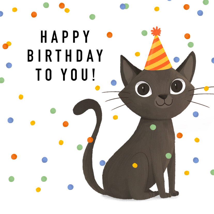 Verjaardagskaart kat happy birthday | Kaartje2go