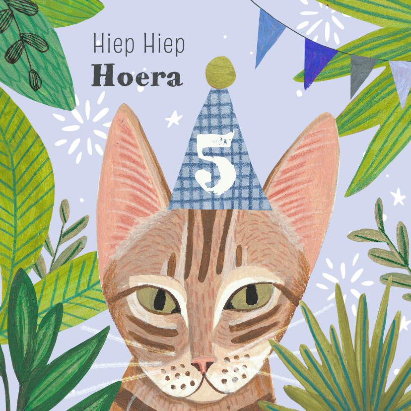 Verjaardagskaart kat & bloemen - Verjaardagskaarten Verjaardagskaarten - Verjaardagskaart kat & bloemen