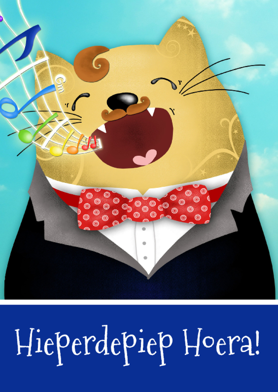 Verjaardagskaarten - Verjaardagskaart kat operazanger