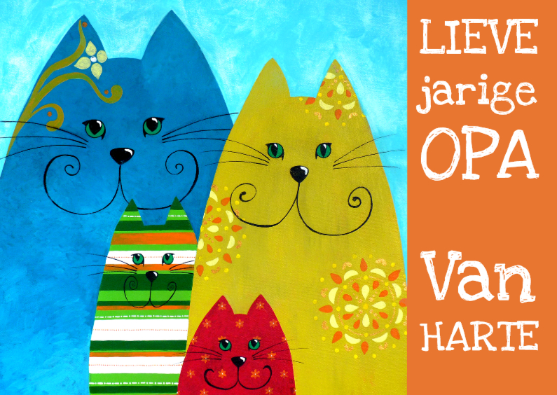 Verjaardagskaart katten opa - Verjaardagskaarten Verjaardagskaarten - Verjaardagskaart katten opa