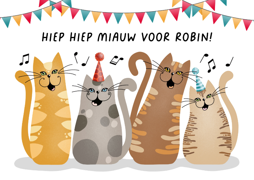 Verjaardagskaart - Katten zingen jarige toe - Verjaardagskaarten Verjaardagskaarten - Verjaardagskaart - Katten zingen jarige toe