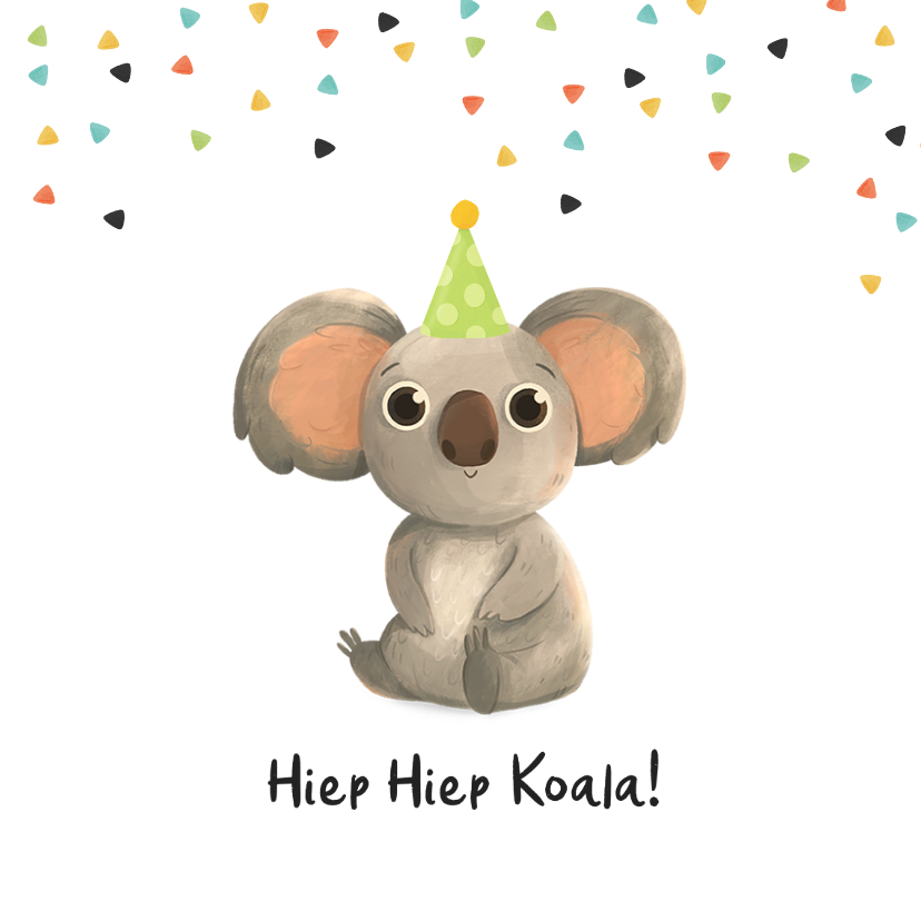 Verjaardagskaart kind koala beer confetti gefeliciteerd - Verjaardagskaarten Verjaardagskaarten - Verjaardagskaart kind koala beer confetti gefeliciteerd