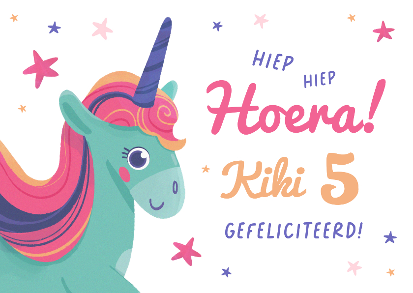 Verjaardagskaart kind unicorn eenhoorn sterretjes jarig - Verjaardagskaarten Verjaardagskaarten - Verjaardagskaart kind unicorn eenhoorn sterretjes jarig