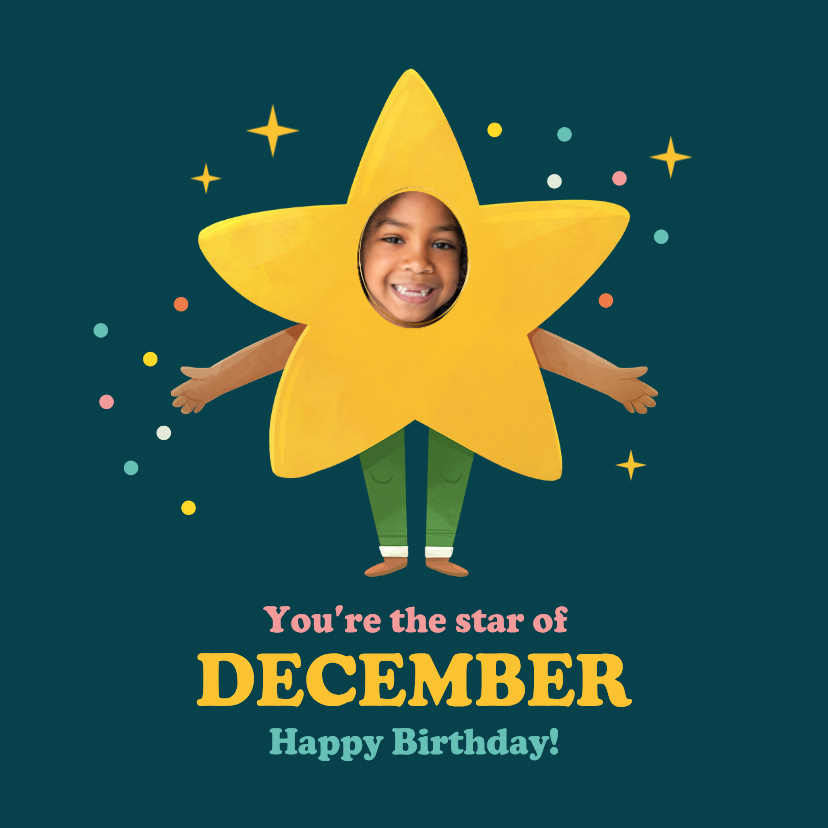 Verjaardagskaart kind 'you're the star december' birthday - Verjaardagskaarten Verjaardagskaarten - Verjaardagskaart kind 'you're the star december' birthday