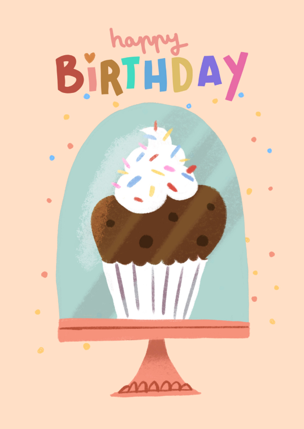 Verjaardagskaart kleine muffin - Verjaardagskaarten Verjaardagskaarten - Verjaardagskaart kleine muffin
