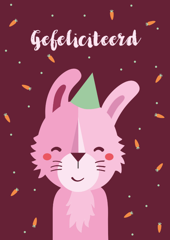 Verjaardagskaarten - Verjaardagskaart konijn lief meisje