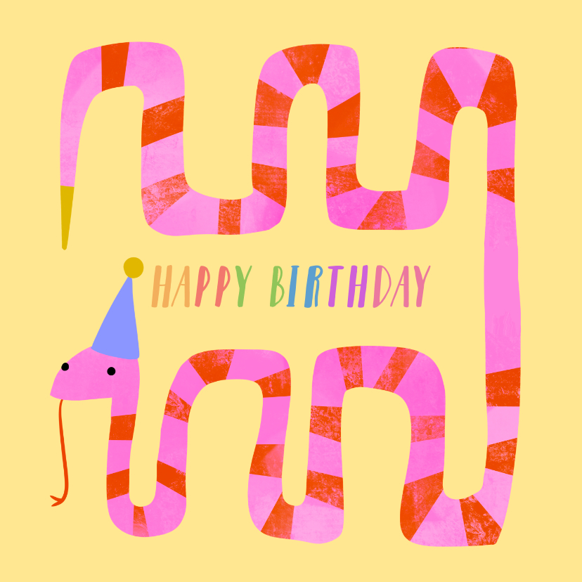 Verjaardagskaarten - Verjaardagskaart kronkel slang
