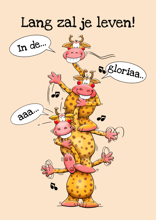 Verjaardagskaarten - Verjaardagskaart laaang zal je leven met giraffen
