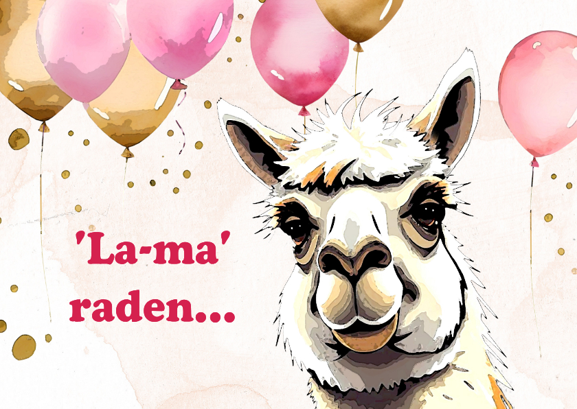 Verjaardagskaarten - Verjaardagskaart lama raden