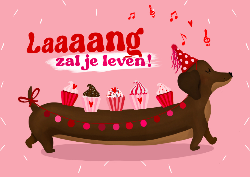 Verjaardagskaart Lang zal je leven met Teckel hond. - Verjaardagskaarten Verjaardagskaarten - Verjaardagskaart Lang zal je leven met Teckel hond.
