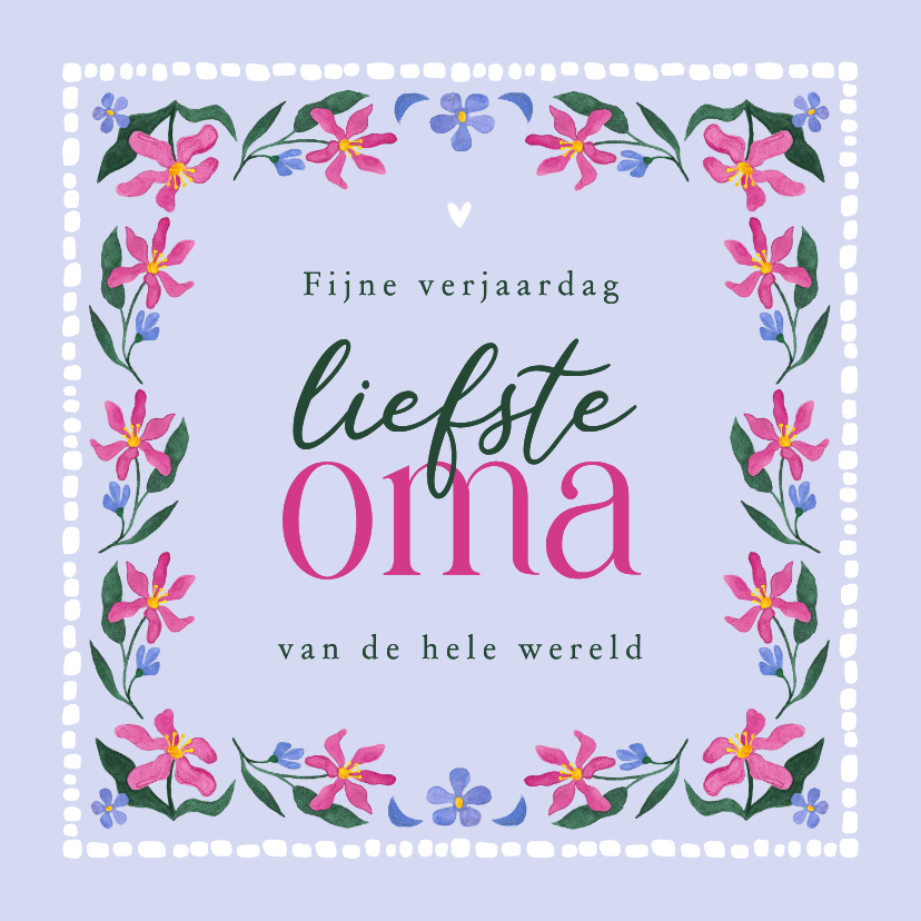 Verjaardagskaarten - Verjaardagskaart liefste oma bloemen waterverf