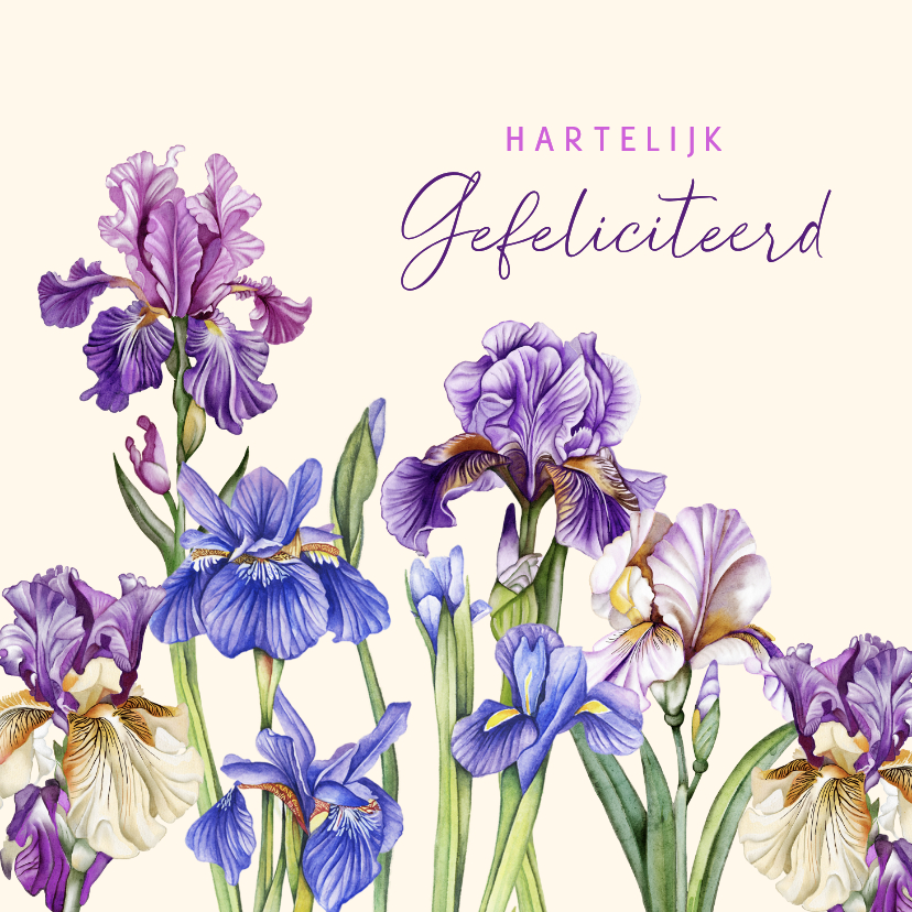 Verjaardagskaart lissebloemen aquarel - Verjaardagskaarten Verjaardagskaarten - Verjaardagskaart lissebloemen aquarel