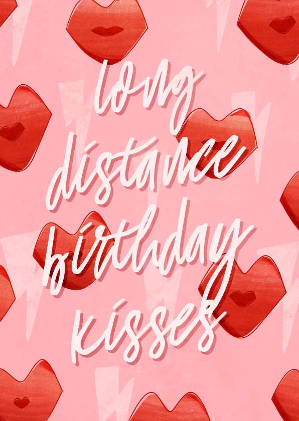 Verjaardagskaarten - Verjaardagskaart long distance birthday kisses