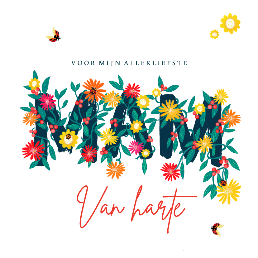 Verjaardagskaarten - Verjaardagskaart mam met bloemen