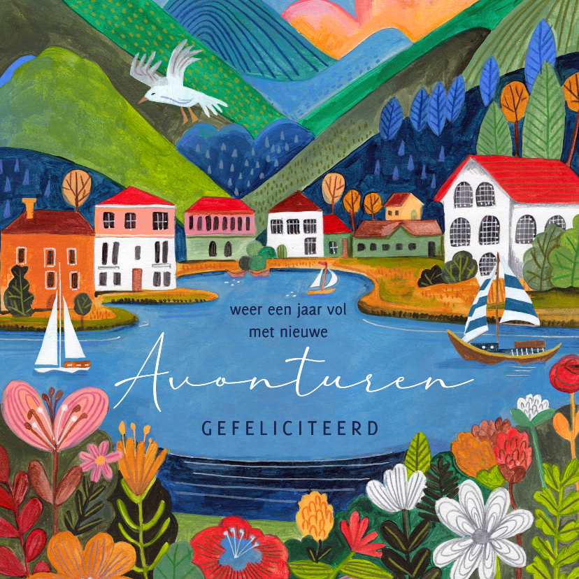 Verjaardagskaarten - Verjaardagskaart man bergen meer avontuur