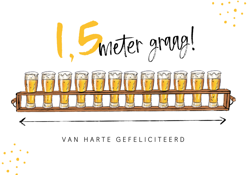 Verjaardagskaart Man Biertjes 1,5 Meter Corona | Kaartje2Go