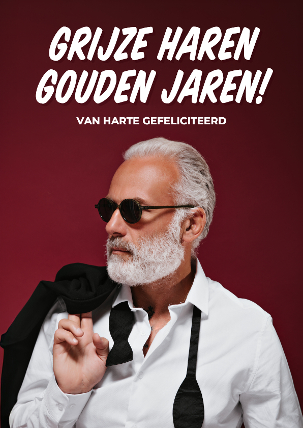 Verjaardagskaarten - Verjaardagskaart man grijze haren gouden jaren