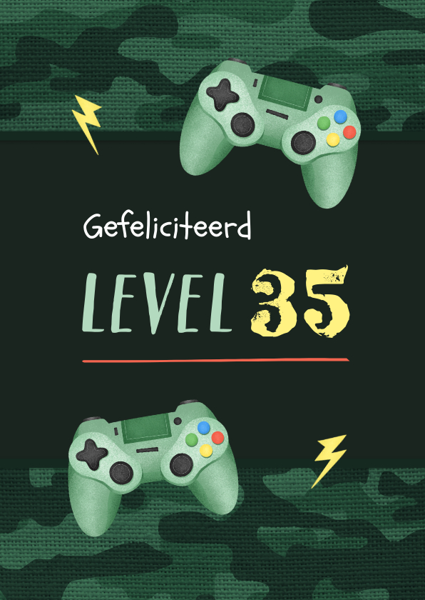 Verjaardagskaarten - Verjaardagskaart man jongen game leger army controllers 