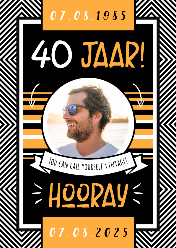 Verjaardagskaart man stoer 40 jaar okergeel foto - Verjaardagskaarten Verjaardagskaarten - Verjaardagskaart man stoer 40 jaar okergeel foto